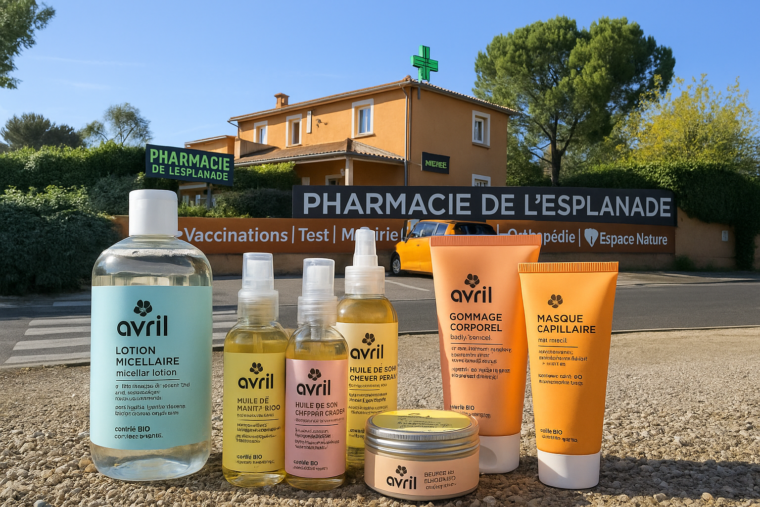Gamme de produits cosmétiques Avril à la pharmacie de l'Esplanade à Clapiers